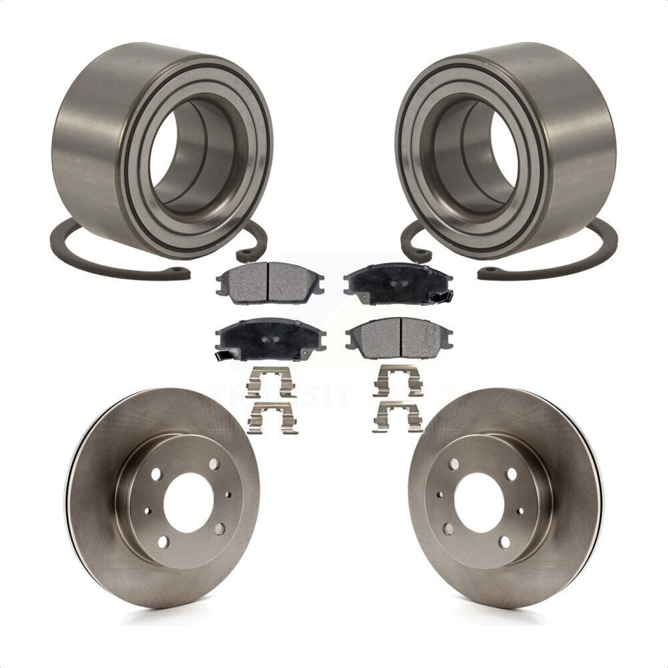 Front Wheel Bearing With Disc Brake Rotors And Ceramic Pads Kit For 2000-2005 Hyundai Accent KBB-100101