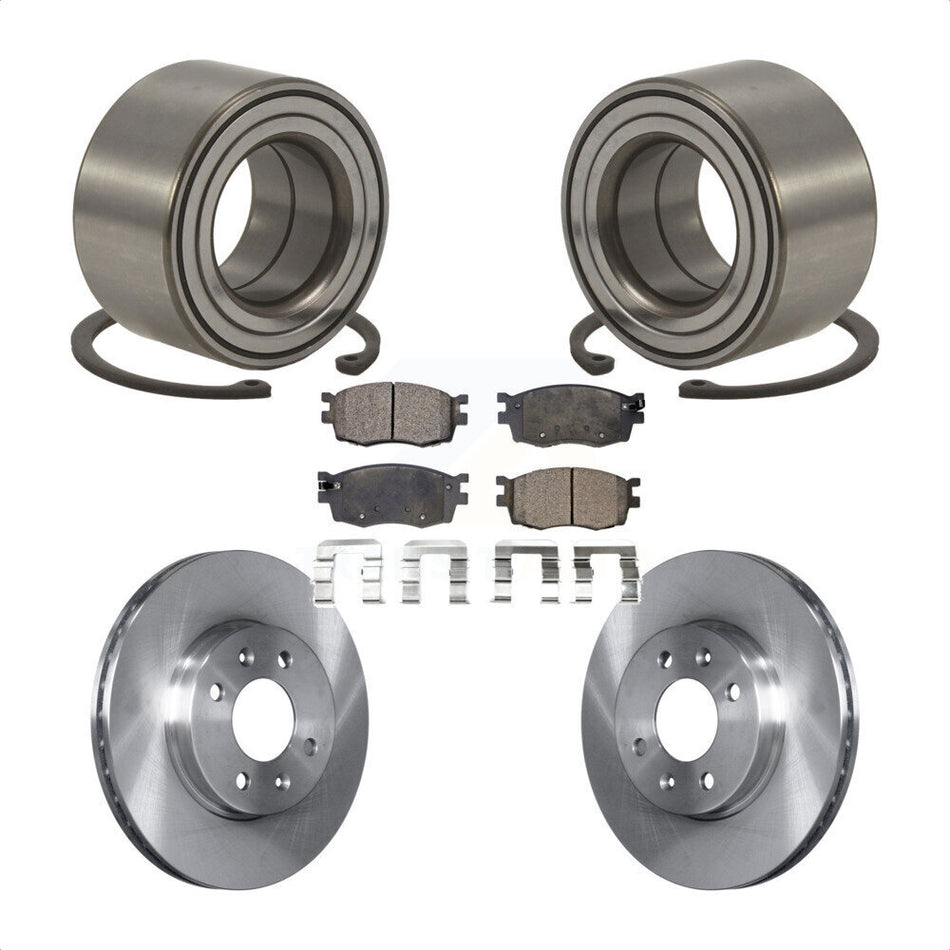Front Wheel Bearing With Disc Brake Rotors And Ceramic Pads Kit For Hyundai Accent Kia Rio Rio5 KBB-100102