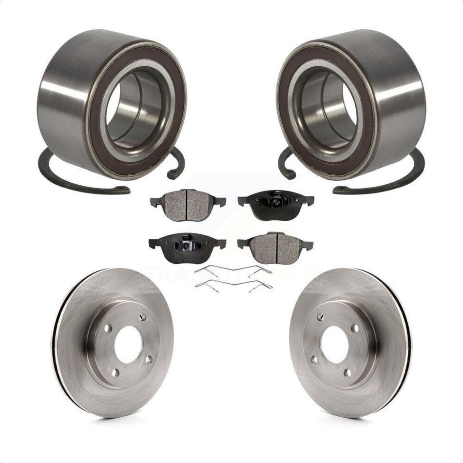 Front Wheel Bearing With Disc Brake Rotors And Ceramic Pads Kit For 2004 Ford Focus LX Mid High SE ZTS ZTW ZX3 ZX5 From 04 05 KBB-100104