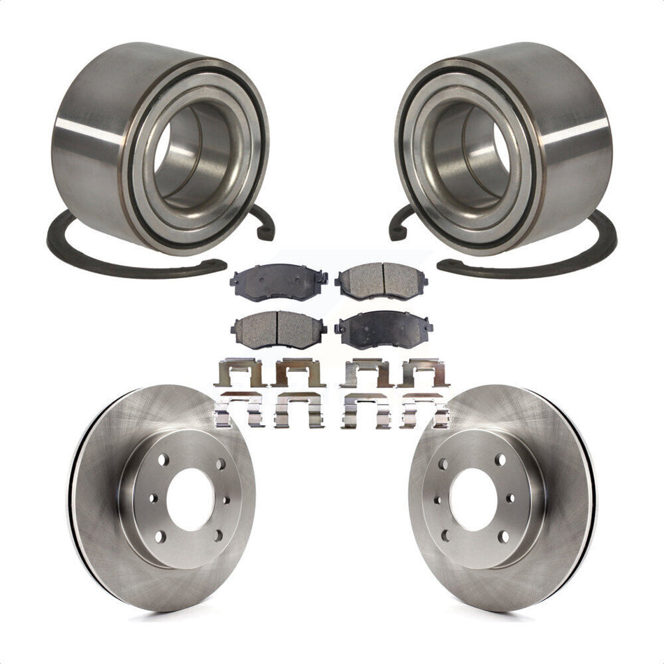 Front Wheel Bearing With Disc Brake Rotors And Ceramic Pads Kit For Nissan Sentra 1.8L KBB-100118