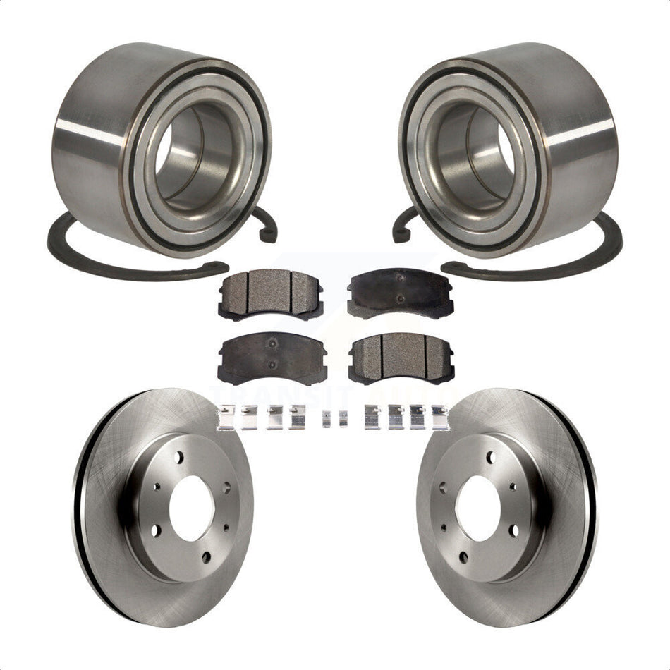 Front Wheel Bearing With Disc Brake Rotors And Ceramic Pads Kit For 2006-2007 Mitsubishi Lancer ES 15" Factory Wheels KBB-100120