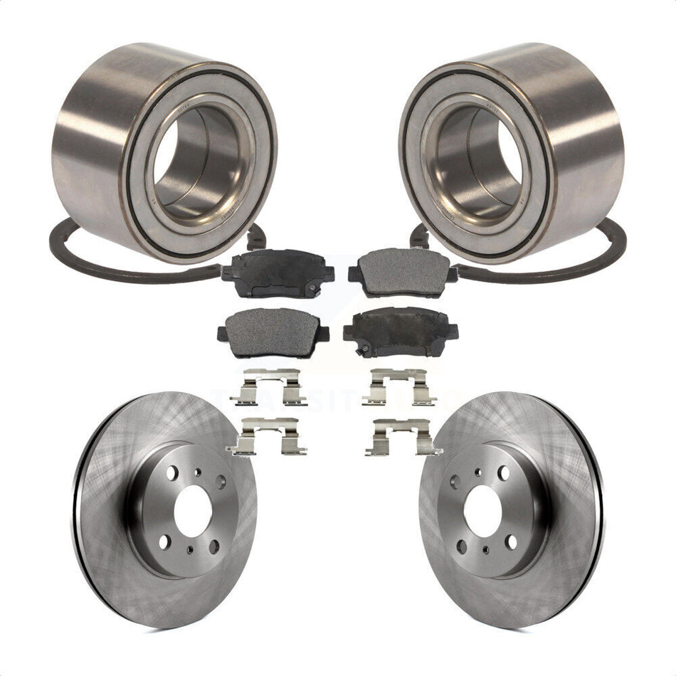 Front Wheel Bearing With Disc Brake Rotors And Ceramic Pads Kit For 2001-2005 Toyota Echo KBB-100122