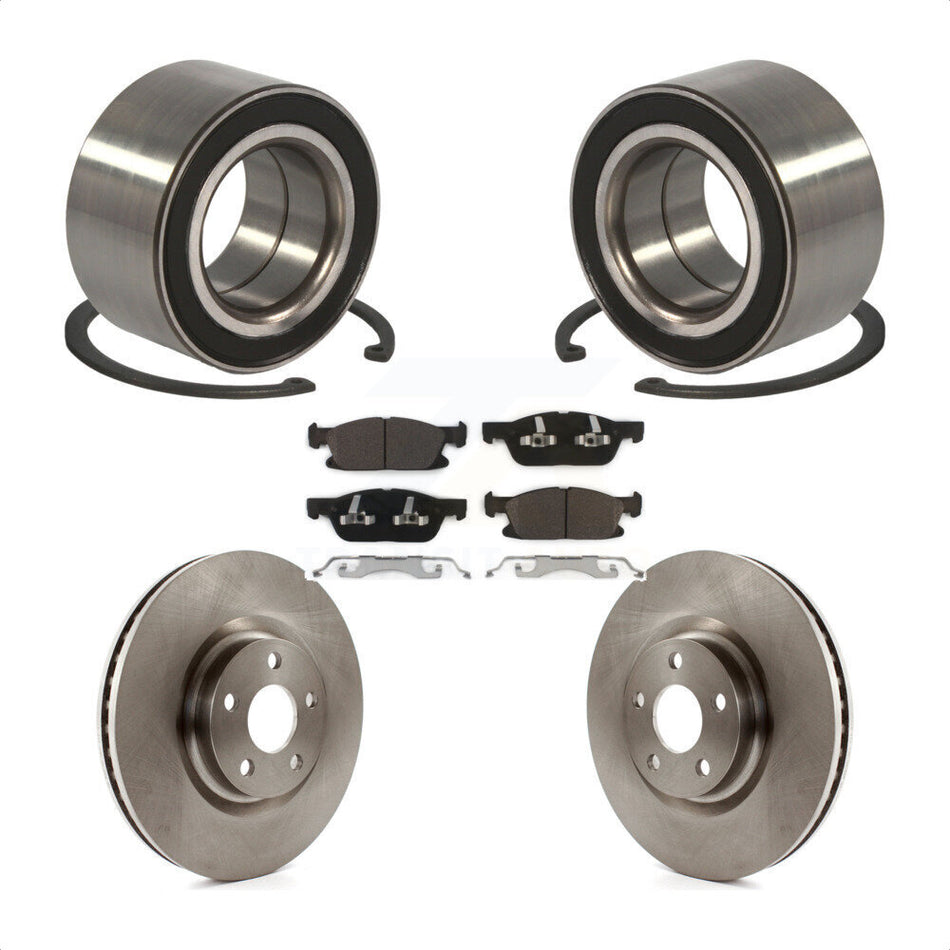Front Wheel Bearing With Disc Brake Rotors And Ceramic Pads Kit For 2015 Ford Edge FWD KBB-100128