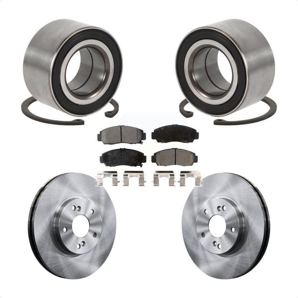 Front Wheel Bearing With Disc Brake Rotors And Ceramic Pads Kit For Honda Accord Acura TL TSX KBB-100158