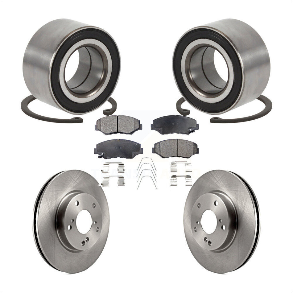 Front Wheel Bearing With Disc Brake Rotors And Ceramic Pads Kit For Honda Civic KBB-100162