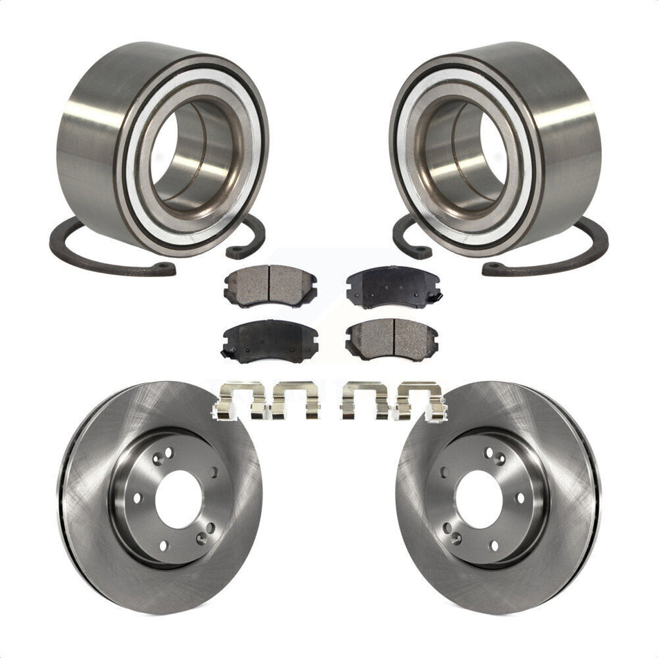 Front Wheel Bearing With Disc Brake Rotors And Ceramic Pads Kit For Hyundai Tiburon KBB-100173