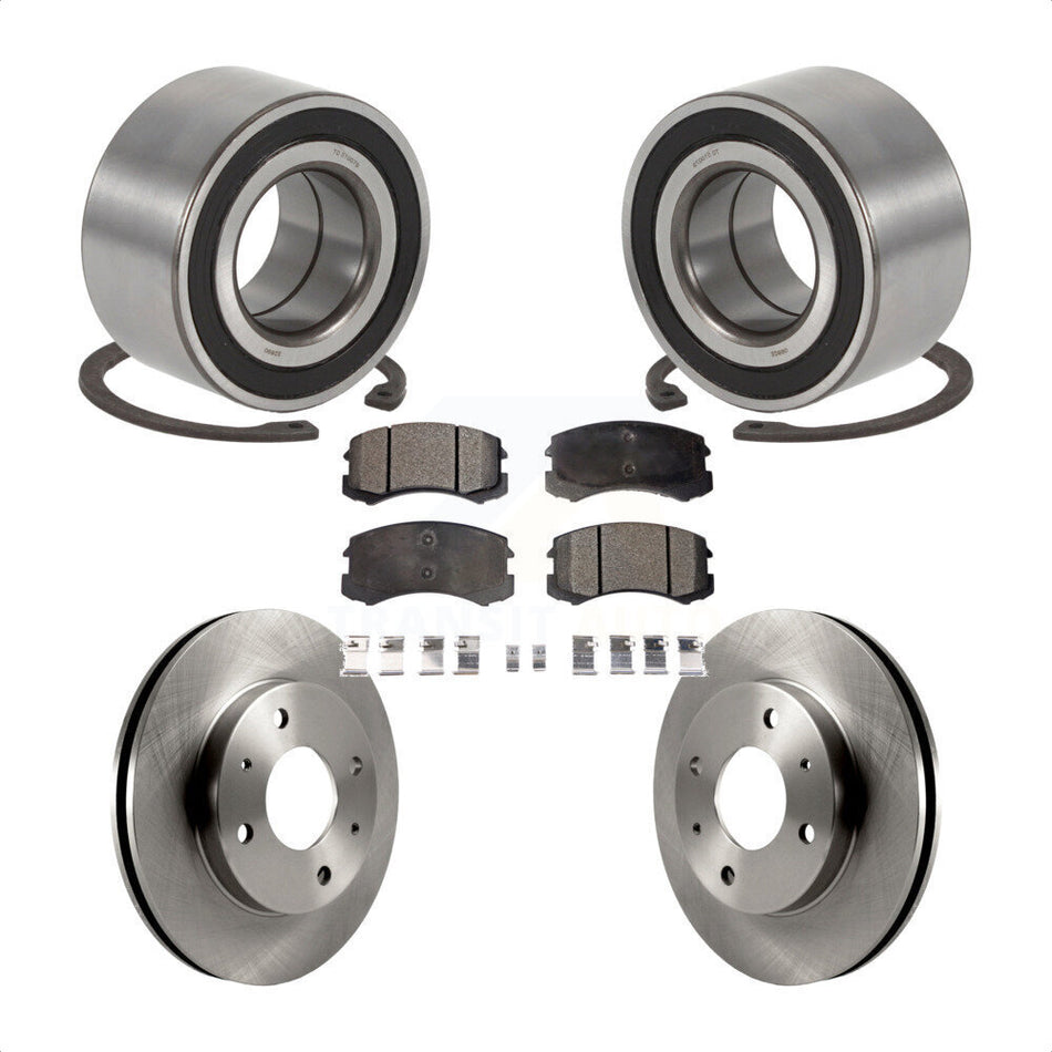 Front Wheel Bearing With Disc Brake Rotors And Ceramic Pads Kit For Mitsubishi Lancer KBB-100178