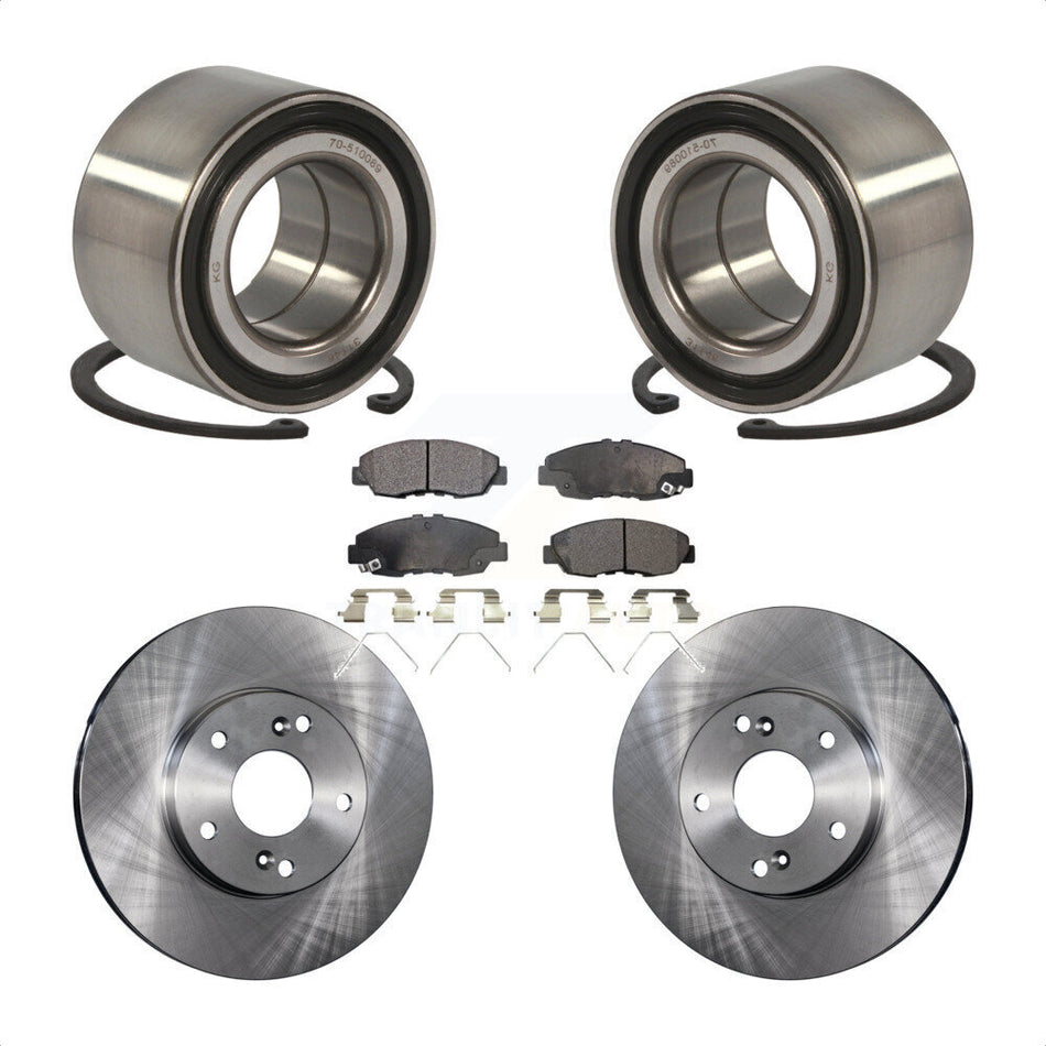 Front Wheel Bearing With Disc Brake Rotors And Ceramic Pads Kit For 2014-2015 Honda Civic Touring KBB-100215