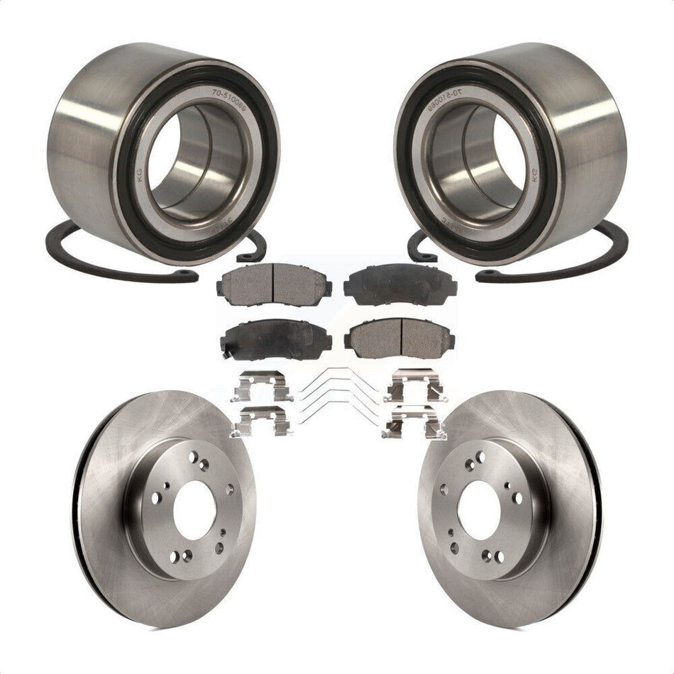 Front Wheel Bearing With Disc Brake Rotors And Ceramic Pads Kit For 2015 Honda Civic LX SE with Manual transmission KBB-100222