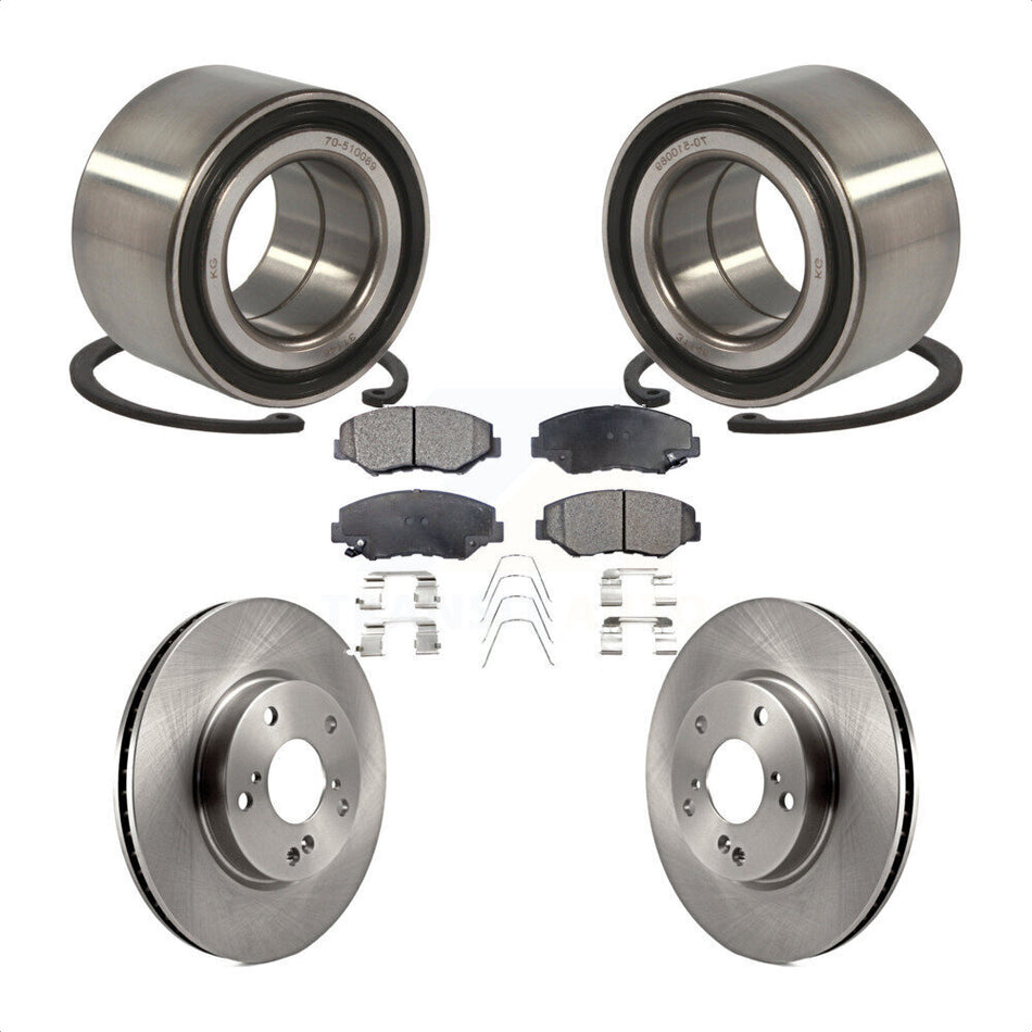Front Wheel Bearing With Disc Brake Rotors And Ceramic Pads Kit For Honda Civic KBB-100228