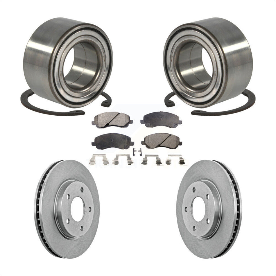 Front Wheel Bearing With Disc Brake Rotors And Ceramic Pads Kit For Dodge Caliber Mitsubishi Lancer KBB-100229