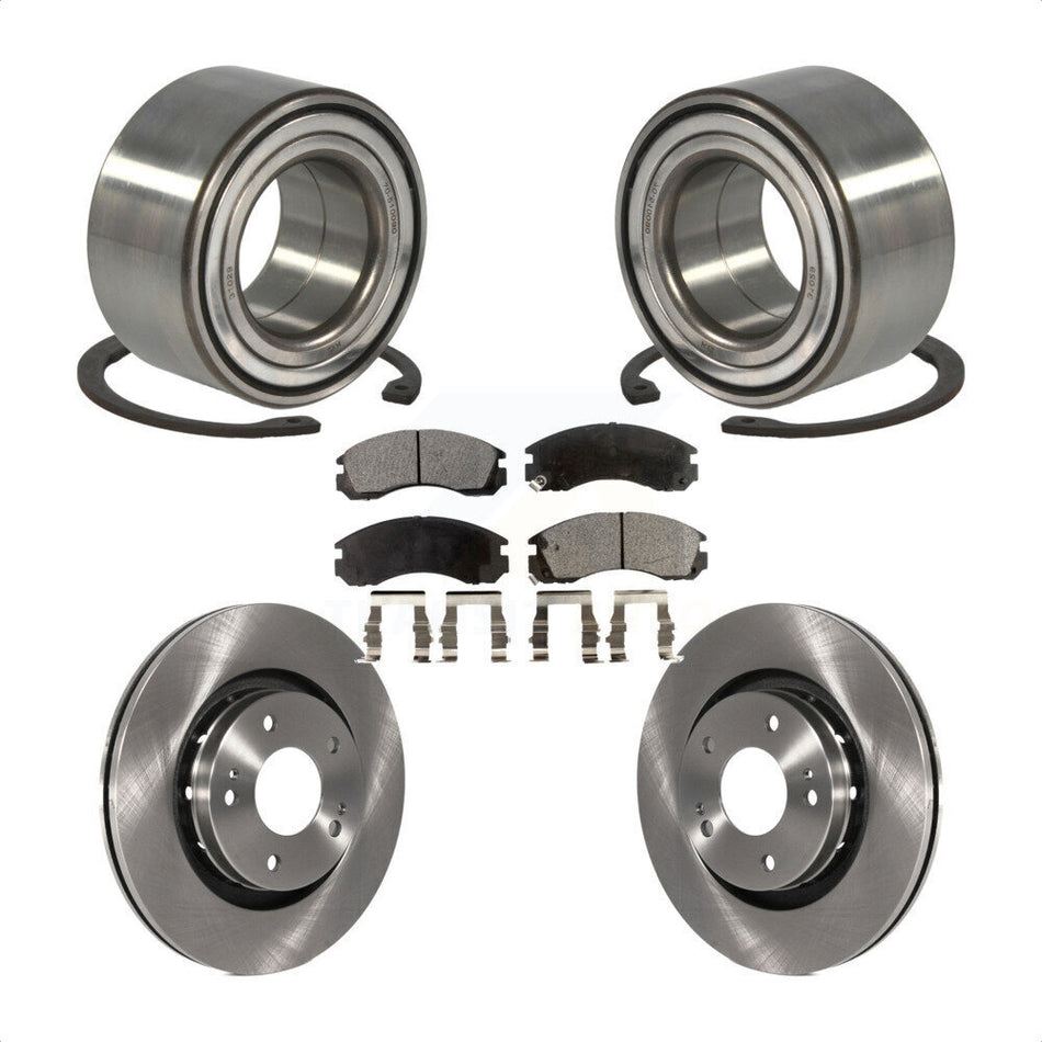 Front Wheel Bearing With Disc Brake Rotors And Ceramic Pads Kit For 2009 Mitsubishi Lancer Ralliart with AWD To 03 09 KBB-100234