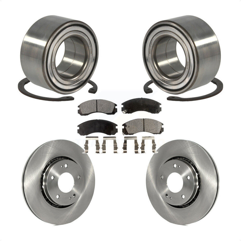 Front Wheel Bearing With Disc Brake Rotors And Ceramic Pads Kit For 2009 Mitsubishi Lancer Ralliart with AWD From 04 09 KBB-100235