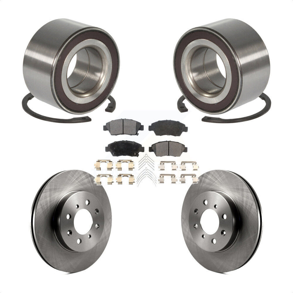 Front Wheel Bearing With Disc Brake Rotors And Ceramic Pads Kit For 2007-2008 Honda Fit KBB-100237