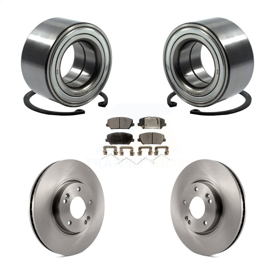Front Wheel Bearing With Disc Brake Rotors And Ceramic Pads Kit For Kia Forte Hyundai Veloster Forte5 KBB-100247