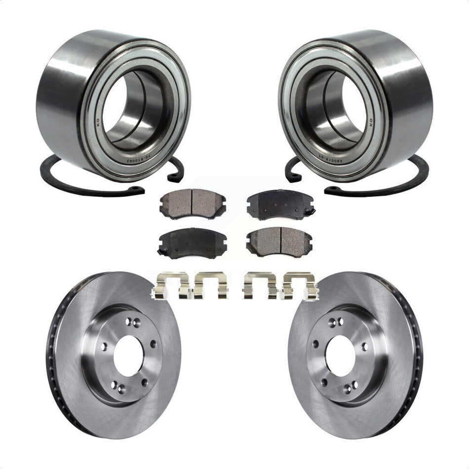 Front Wheel Bearing With Disc Brake Rotors And Ceramic Pads Kit For 2010-2011 Kia Soul 2.0L KBB-100252
