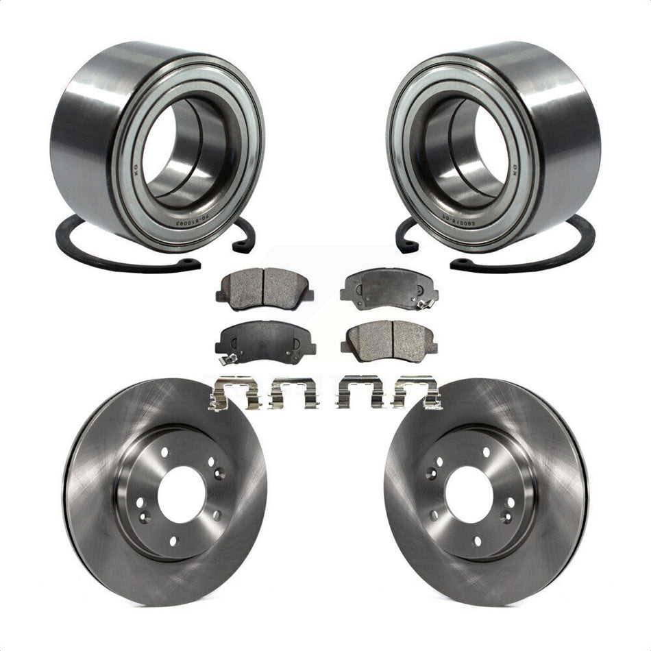 Front Wheel Bearing With Disc Brake Rotors And Ceramic Pads Kit For Hyundai Elantra Kia Forte Veloster GT Forte5 Coupe Koup KBB-100256