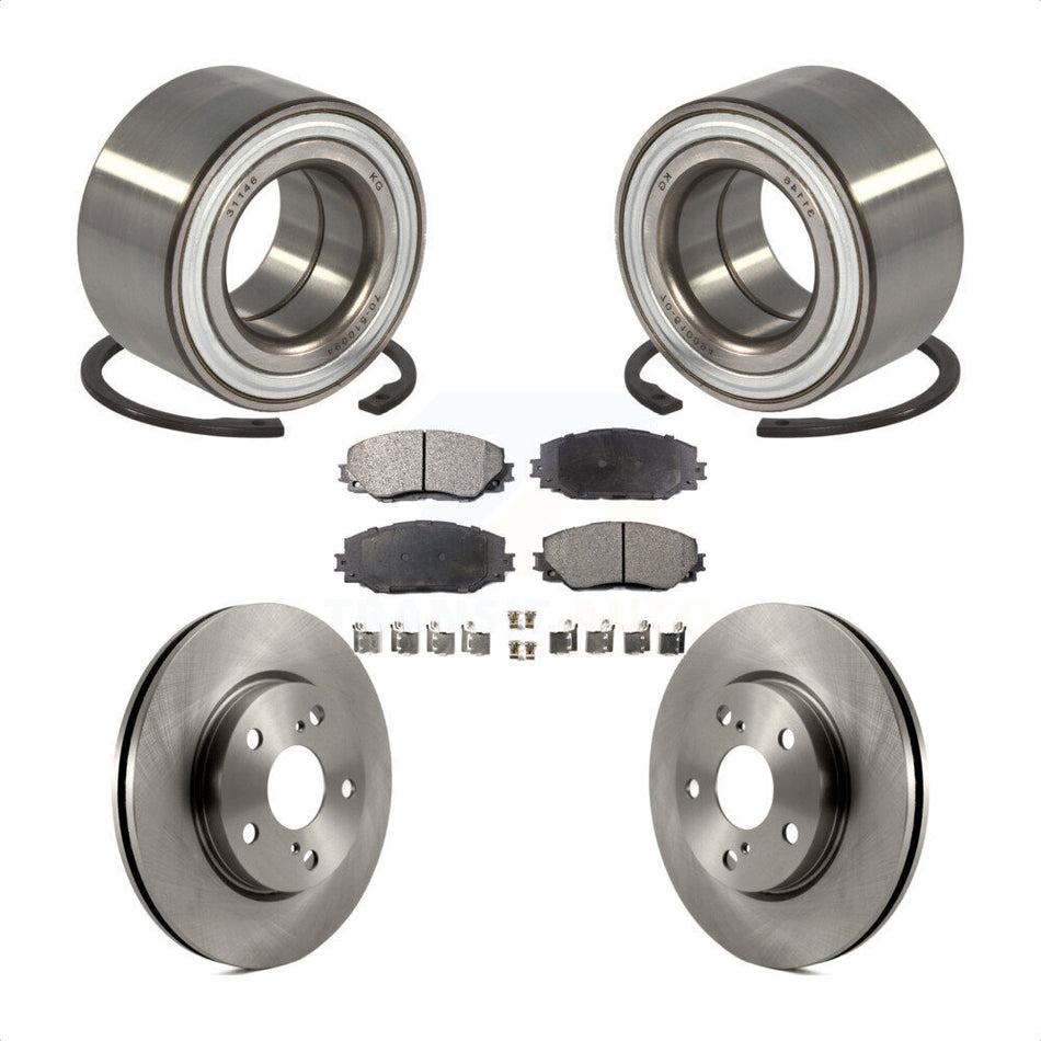 Front Wheel Bearing With Disc Brake Rotors And Ceramic Pads Kit For 2017-2018 Toyota Prius V KBB-100263