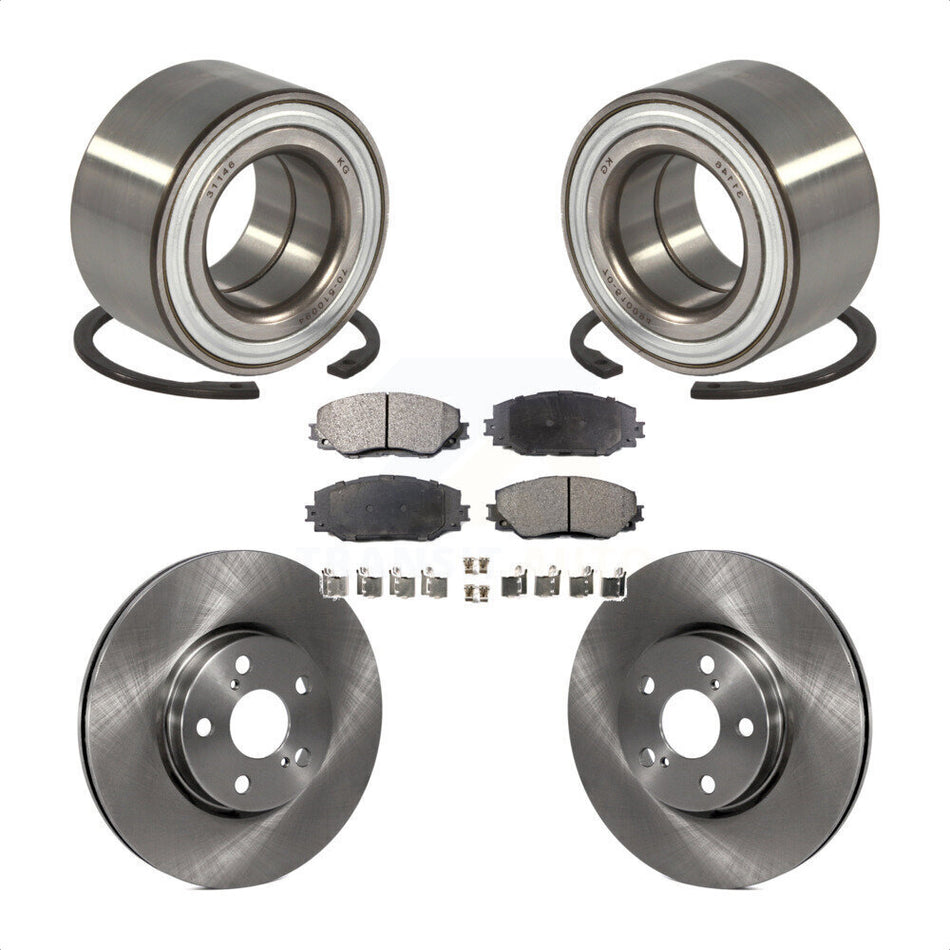 Front Wheel Bearing With Disc Brake Rotors And Ceramic Pads Kit For 2008-2014 Scion xD KBB-100264