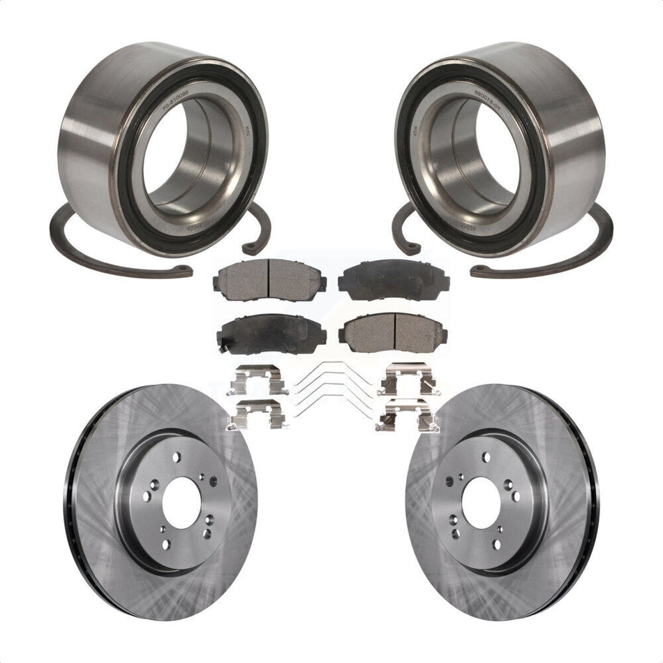 Front Wheel Bearing With Disc Brake Rotors And Ceramic Pads Kit For Honda Crosstour Accord KBB-100271
