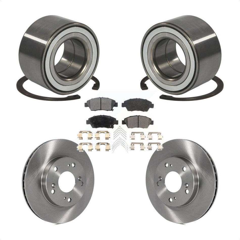 Front Wheel Bearing With Disc Brake Rotors And Ceramic Pads Kit For 2011-2015 Honda CR-Z KBB-100286