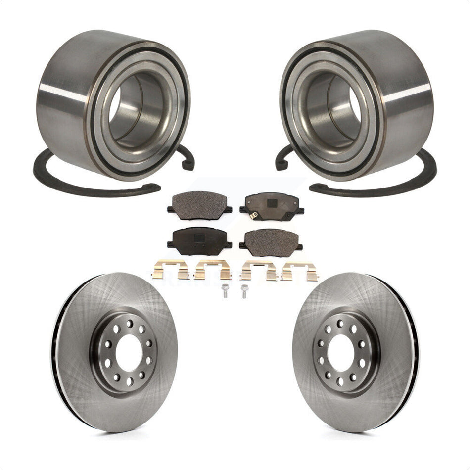 Front Wheel Bearing With Disc Brake Rotors And Ceramic Pads Kit For 2016-2018 Fiat 500X KBB-100307