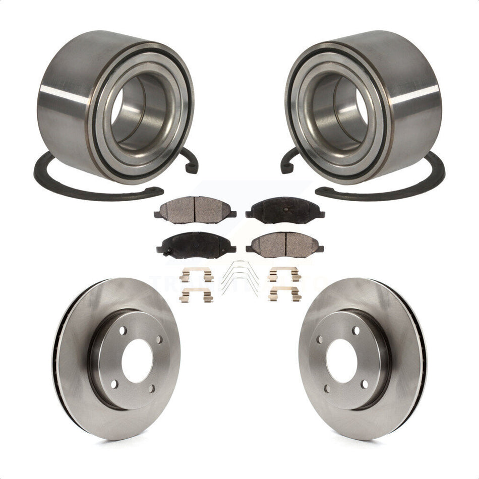 Front Wheel Bearing With Disc Brake Rotors And Ceramic Pads Kit For 2010-2011 Nissan Versa 1.6L KBB-100309