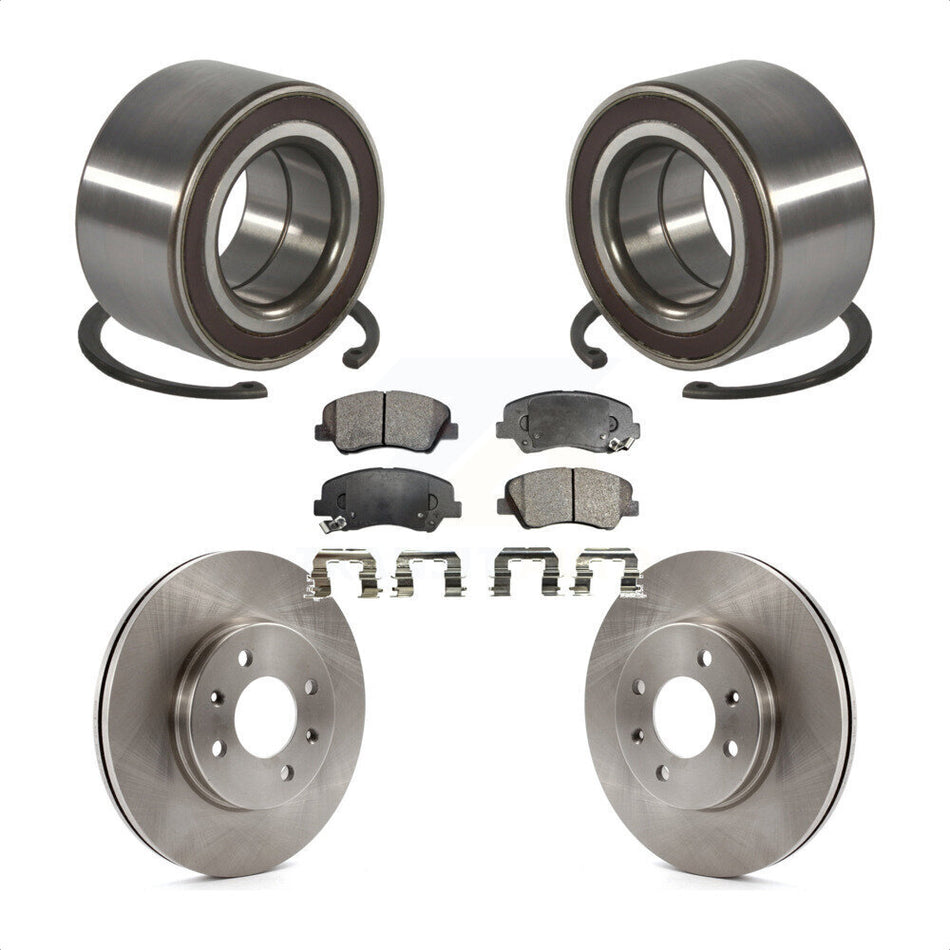 Front Wheel Bearing With Disc Brake Rotors And Ceramic Pads Kit For Kia Rio KBB-100335