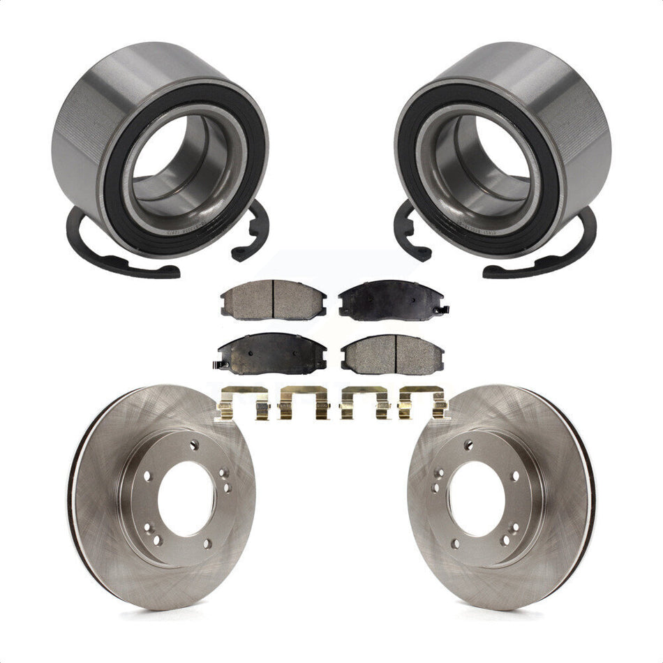 Front Wheel Bearing With Disc Brake Rotors And Ceramic Pads Kit For 2003-2006 Kia Sorento KBB-100346
