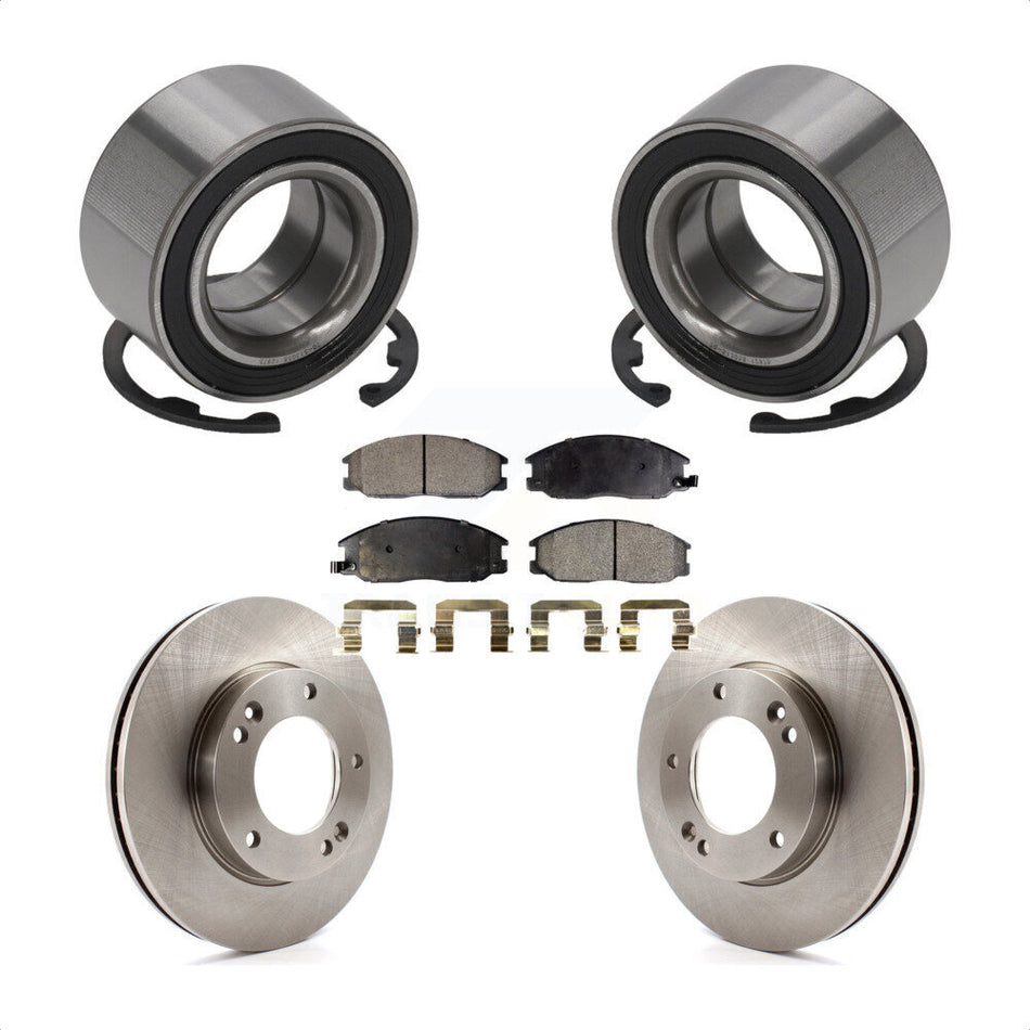Front Wheel Bearing With Disc Brake Rotors And Ceramic Pads Kit For 2007-2009 Kia Sorento KBB-100347