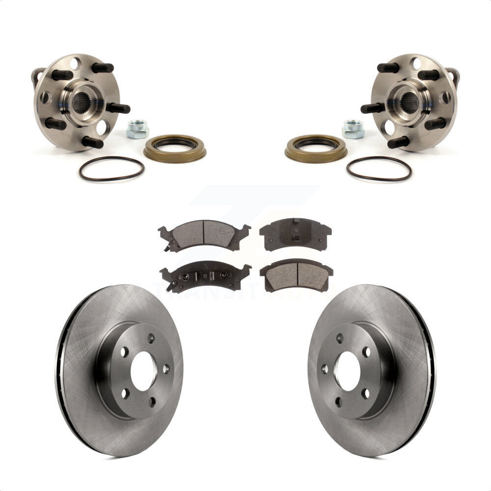 Front Hub Bearing Brake Rotor And Pad Kit For Chevrolet Cavalier Pontiac Sunfire Grand Am KBB-100394