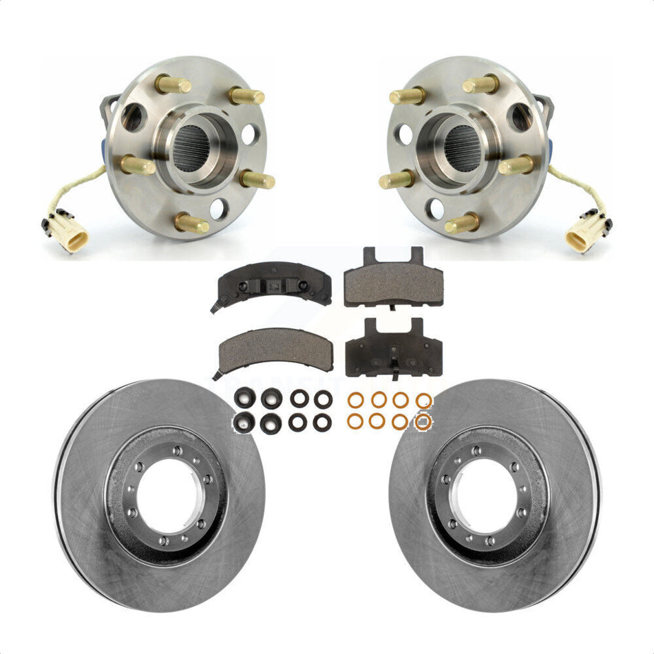 Front Hub Bearing Assembly With Disc Brake Rotors And Ceramic Pads Kit For Cadillac DeVille Fleetwood 60 Special Commercial Chassis Heavy Duty Brakes KBB-100402