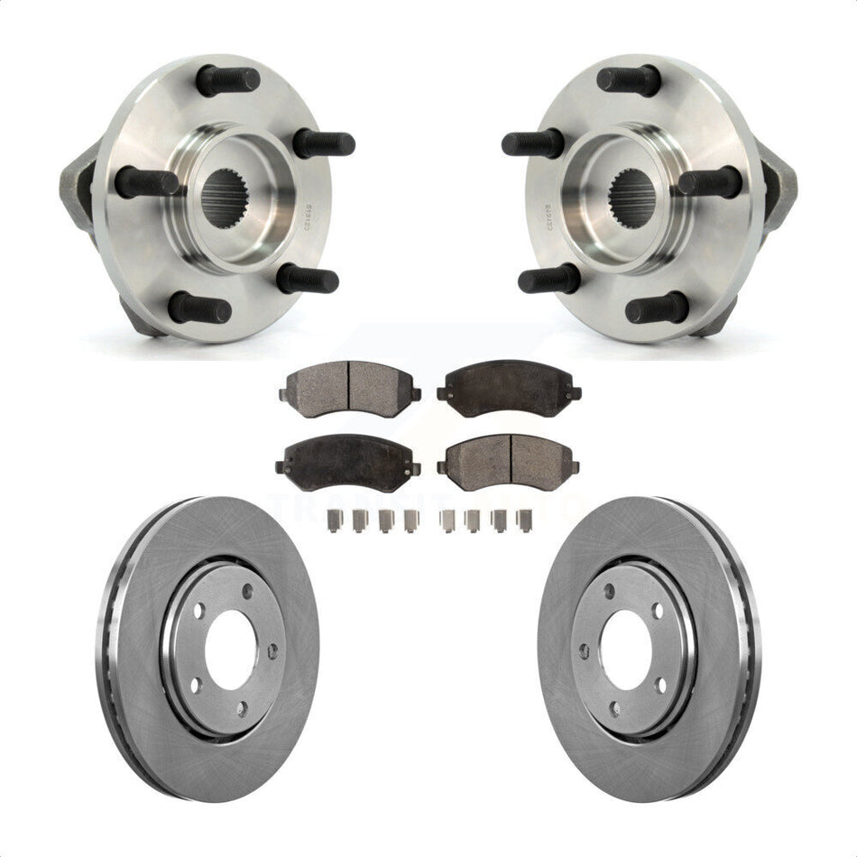 Front Hub Bearing Assembly With Disc Brake Rotors And Ceramic Pads Kit For Dodge Chrysler Town & Country Grand Caravan Voyager KBB-100429