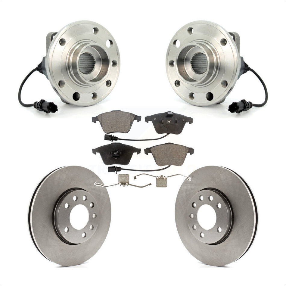 Front Hub Bearing Assembly With Disc Brake Rotors And Ceramic Pads Kit For 2010 Saab 9-3X 285mm Diameter Rotor KBB-100473