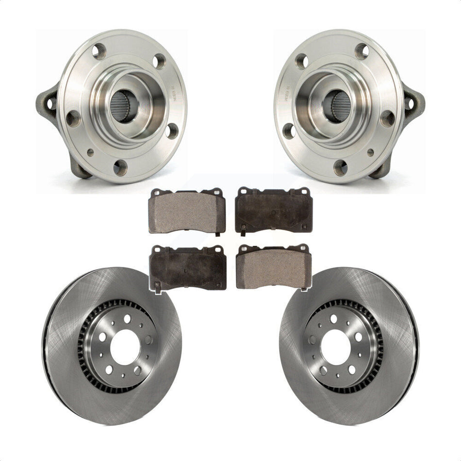 Front Hub Bearing Assembly With Disc Brake Rotors And Ceramic Pads Kit For 2005-2007 Volvo V70 R 305mm Diameter Rotor KBB-100482