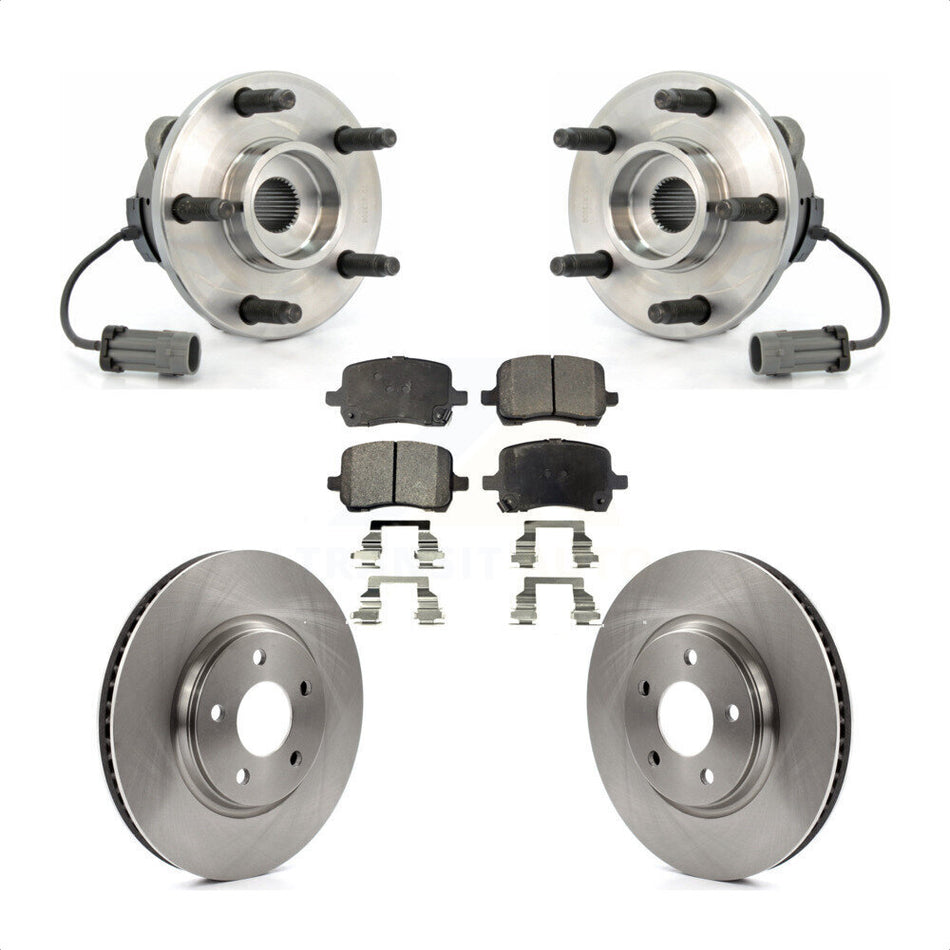 Front Hub Bearing Assembly With Disc Brake Rotors And Ceramic Pads Kit For Chevrolet Cobalt Saturn Ion 5 Lug Wheels KBB-100494