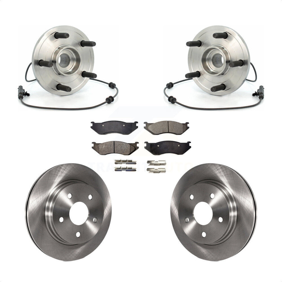 Front Hub Bearing Assembly With Disc Brake Rotors And Ceramic Pads Kit For 2004-2005 Dodge Durango KBB-100497