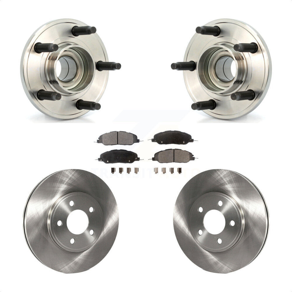 Front Hub Bearing Assembly With Disc Brake Rotors And Ceramic Pads Kit For 2009 Ford Mustang Bullitt with 4-Wheel ABS KBB-100522