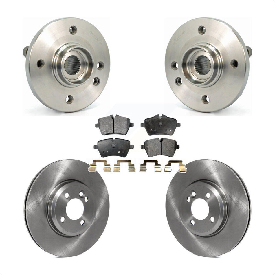 Front Hub Bearing Assembly With Disc Brake Rotors And Ceramic Pads Kit For 2002-2006 Mini Cooper 294mm Diameter Rotor 4 Lug Wheels KBB-100535