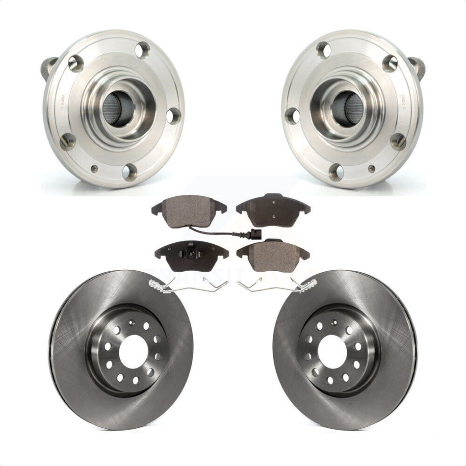 Front Hub Bearing Assembly With Disc Brake Rotors And Ceramic Pads Kit For Volkswagen Jetta Beetle CC Passat GTI Audi Eos A3 TT Quattro Golf KBB-100552
