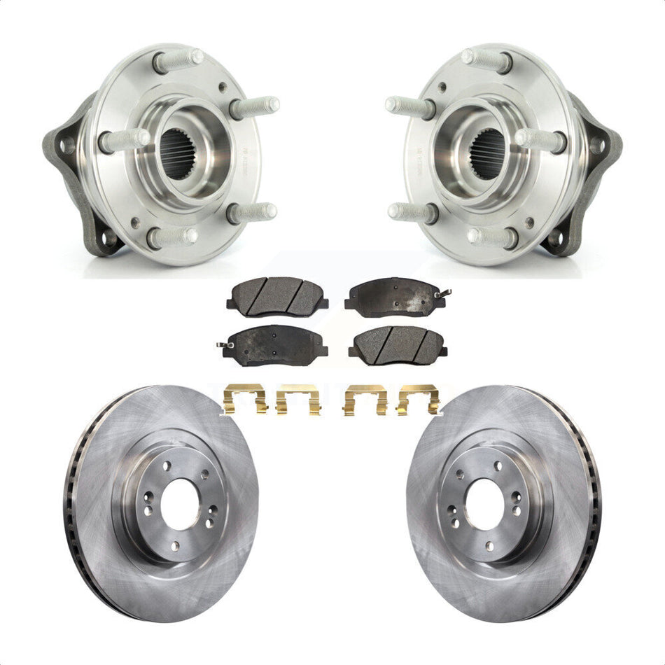 Front Hub Bearing Assembly With Disc Brake Rotors And Ceramic Pads Kit For 2013-2014 Hyundai Santa Fe 3.3L ABS Brakes KBB-100593