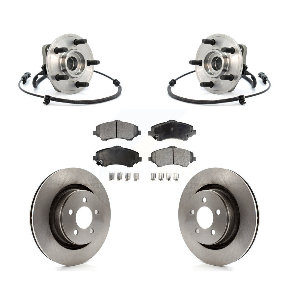 Front Hub Bearing Assembly With Disc Brake Rotors And Ceramic Pads Kit For Jeep Liberty Dodge Nitro 332mm Diameter Rotor KBB-100601
