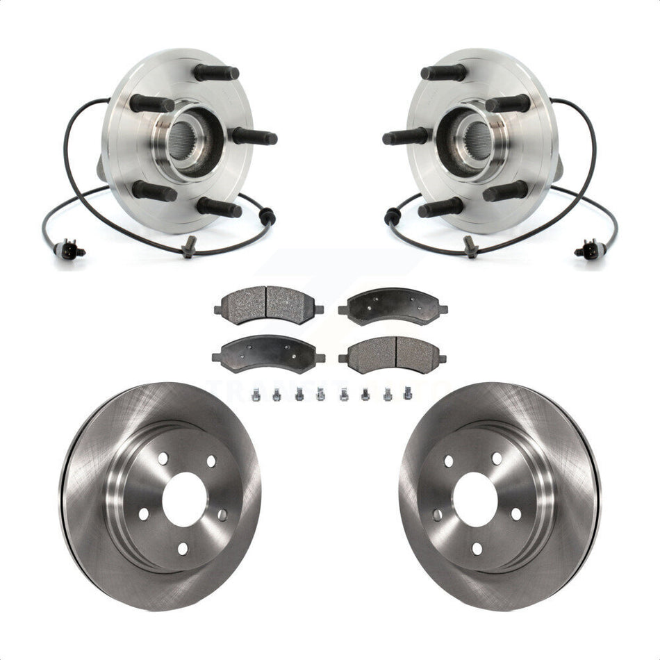 Front Hub Bearing Assembly With Disc Brake Rotors And Ceramic Pads Kit For 2007-2009 Dodge Durango Chrysler Aspen KBB-100602