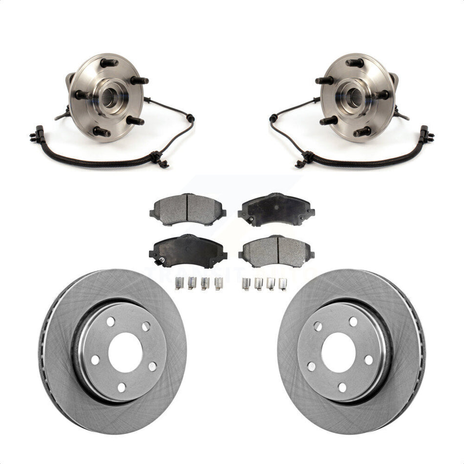 Front Hub Bearing Assembly With Disc Brake Rotors And Ceramic Pads Kit For 2007-2010 Jeep Wrangler KBB-100604