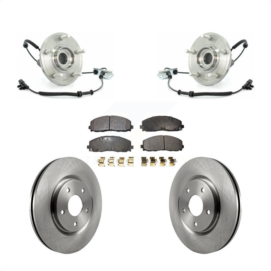 Front Hub Bearing Assembly With Disc Brake Rotors And Ceramic Pads Kit For 2012 Volkswagen Routan Dual Piston Caliper KBB-100607