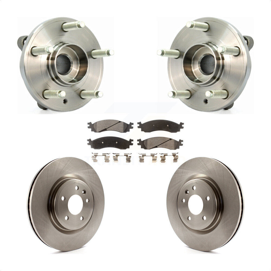 Front Hub Bearing Assembly With Disc Brake Rotors And Ceramic Pads Kit For 2010-2012 Ford Taurus SHO KBB-100610