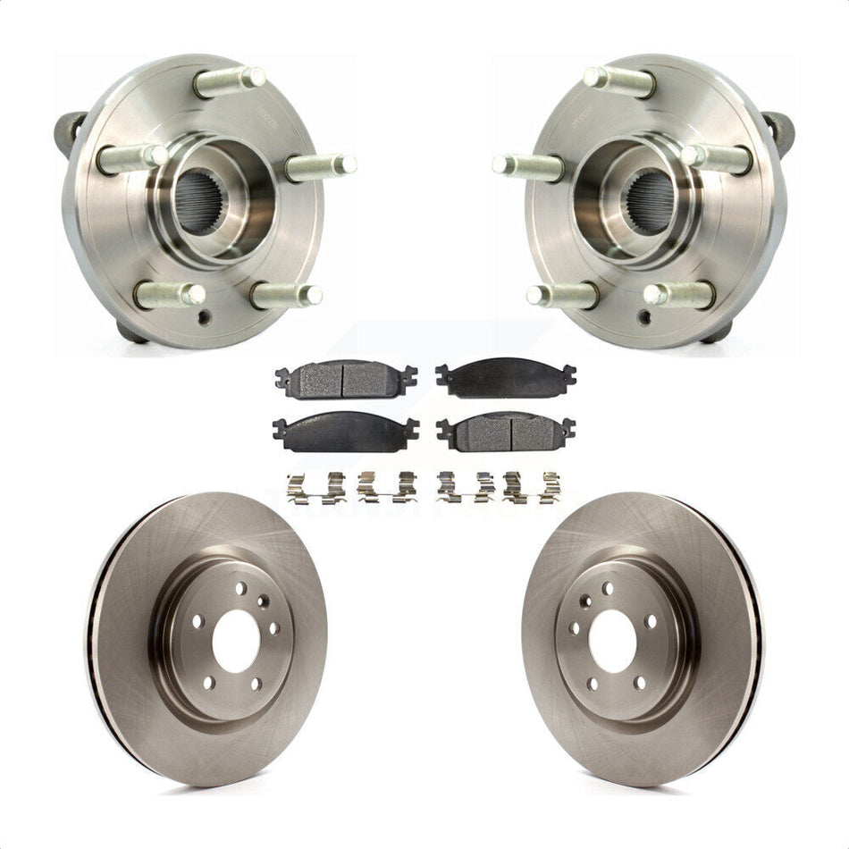 Front Hub Bearing Assembly With Disc Brake Rotors And Ceramic Pads Kit For 2009-2010 Lincoln MKS KBB-100611
