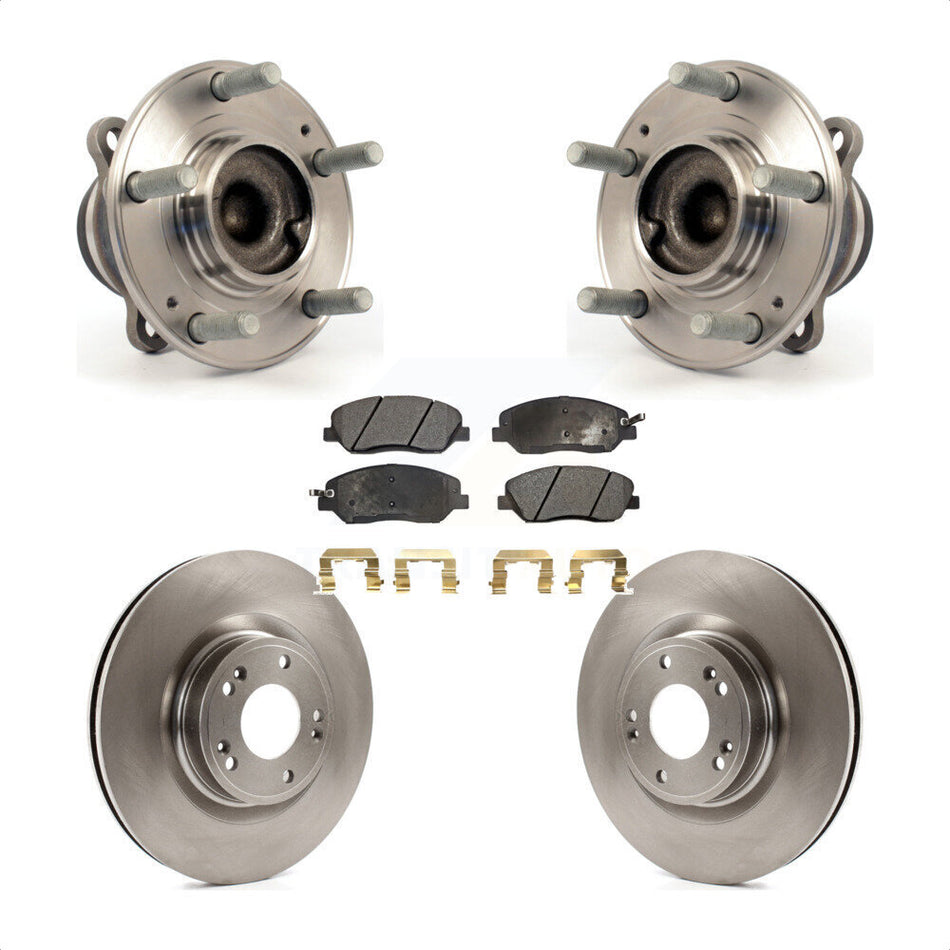 Front Hub Bearing Assembly With Disc Brake Rotors And Ceramic Pads Kit For 2009-2011 Hyundai Genesis 3.8L KBB-100616