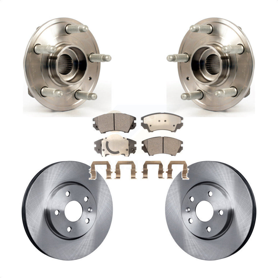 Front Hub Bearing Assembly With Disc Brake Rotors And Ceramic Pads Kit For 2010-2015 Chevrolet Camaro LT LS KBB-100626