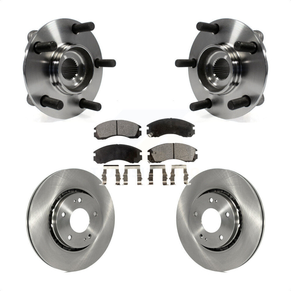 Front Hub Bearing Assembly With Disc Brake Rotors And Ceramic Pads Kit For 2010-2011 Mitsubishi Lancer Ralliart Sportback with AWD KBB-100663